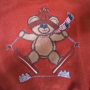Vintage 80s Teddy Bear Skiing Holiday Christmas Crewneck Sweatshirt
